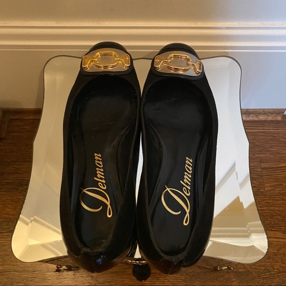Delman Black Gold Buckle Flats Size 6.5 - Picture 3 of 7